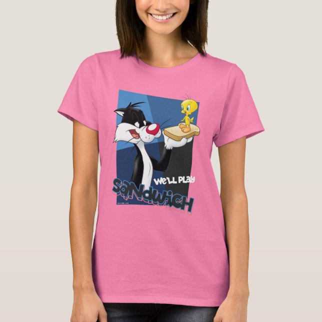 SYLVESTER™ & TWEETY™ "Vi spelar Sandwich" T Shirt (Framsida)