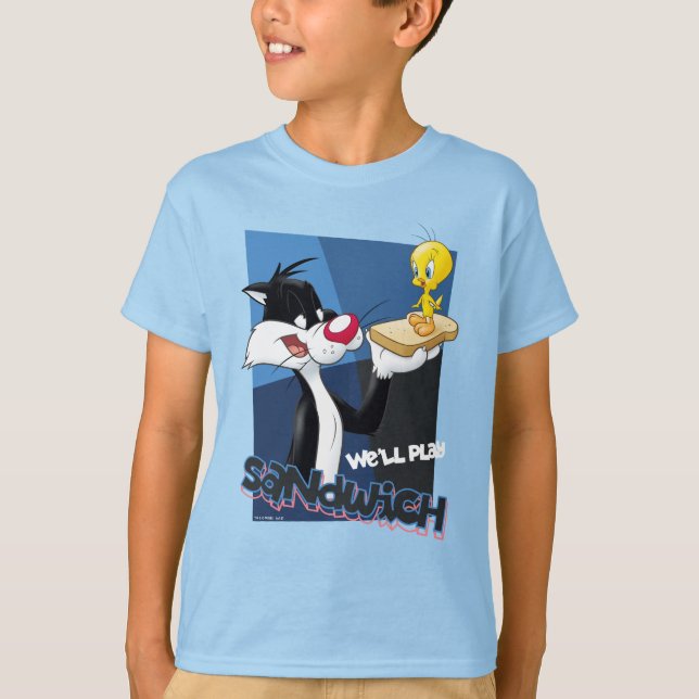 SYLVESTER™ & TWEETY™ "Vi spelar Sandwich" T Shirt (Framsida)