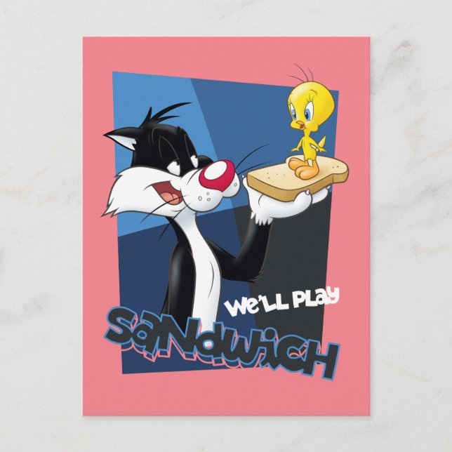 SYLVESTER™ & TWEETY™ "Vi spelar Sandwich" Vykort (Framsida)