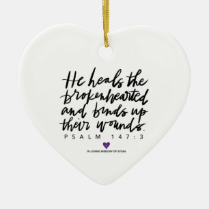 SylviasArtikel Psalm 147:3 Hjärtprydnad Julgransprydnad Keramik