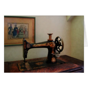 Symaskin och Lithograph Hälsningskort