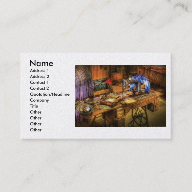 Symaskin - symaskindropp visitkort (Framsida)