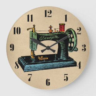 Symaskinvintageillustration Stor Klocka