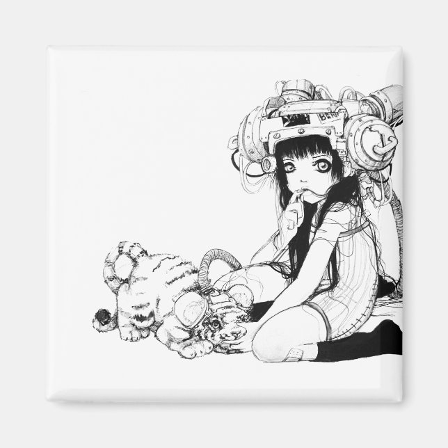 Symbiotiska vänner, fyrkantstreck magnet (Framsidan)