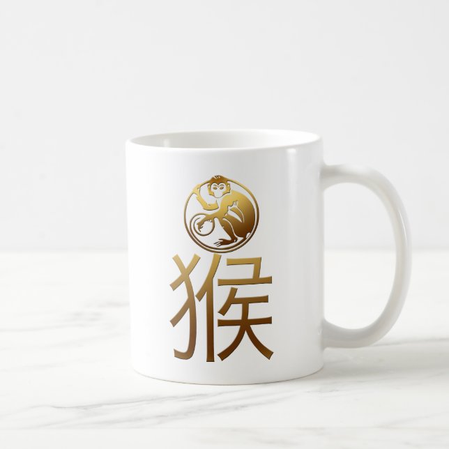 Symbol 1 för guld för Zodiacapaår präglat Kaffemugg (Höger)