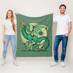 Symbol 2024 nyår, Grönt Wood Dragon Fleecefilt