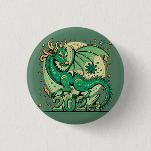 Symbol 2024 nyår, Grönt Wood Dragon Knapp