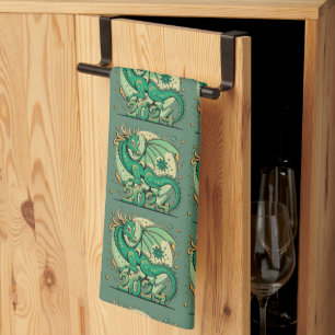 Symbol 2024 nyår, Grönt Wood Dragon Kökshandduk
