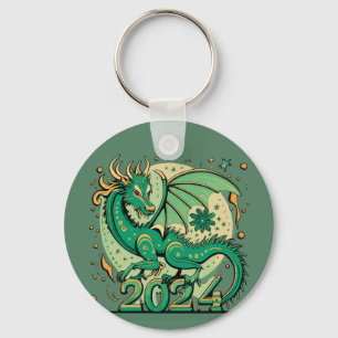 Symbol 2024 nyår, Grönt Wood Dragon Nyckelring