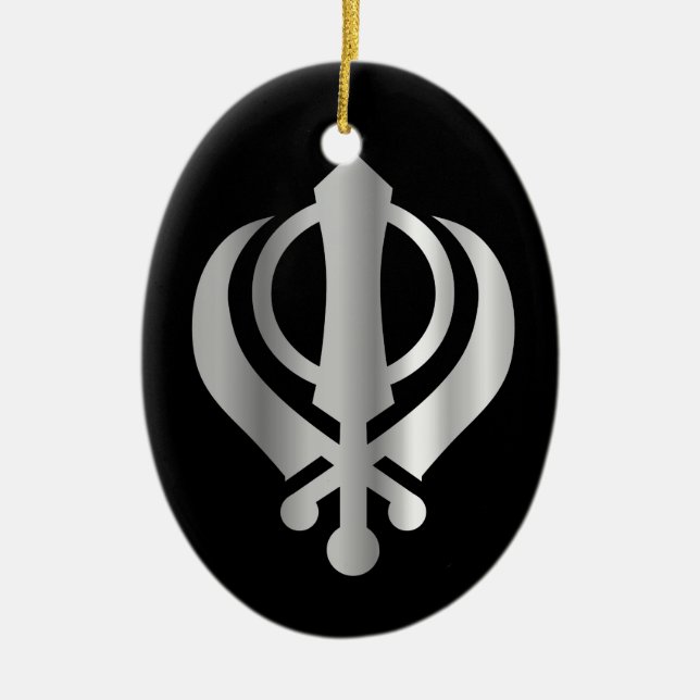 Symbol av Sikhismreligionen Julgransprydnad Keramik (Framsidan)