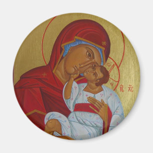 Symbol av Theotokos med barnmagneten Magnet