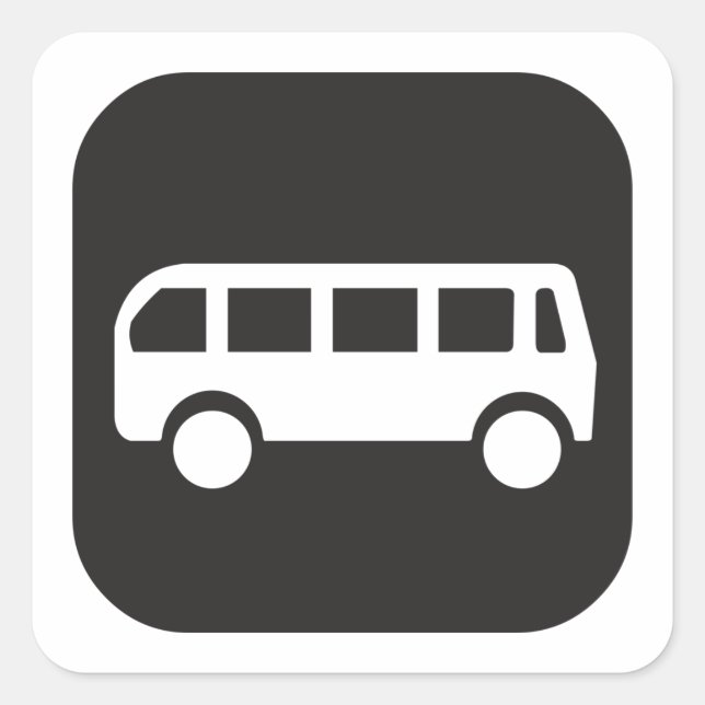 Symbol buss fyrkantigt klistermärke (Framsida)