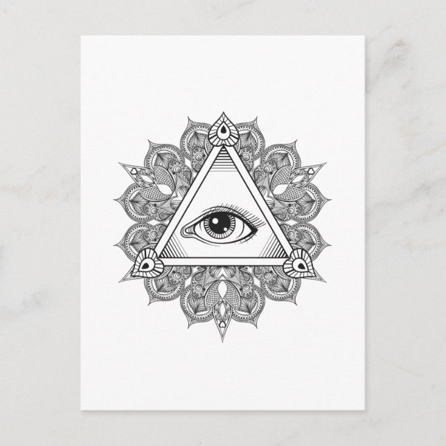 Symbol Doodle för öga Pyramid Vykort (Framsida)