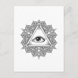 Symbol Doodle för öga Pyramid Vykort