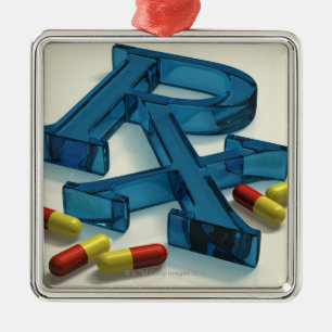 symbol för 3D RX med kapslar Julgransprydnad Metall