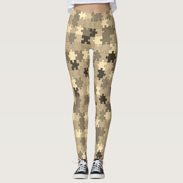Symbol för att öka medvetenheten om autism Puzzle  Leggings (Framsida)