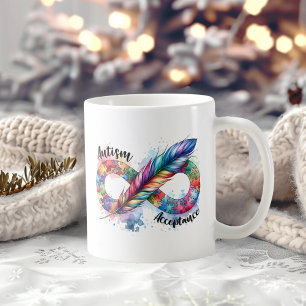 Symbol för autism - medvetandegrad Färgfylld ludde Kaffemugg