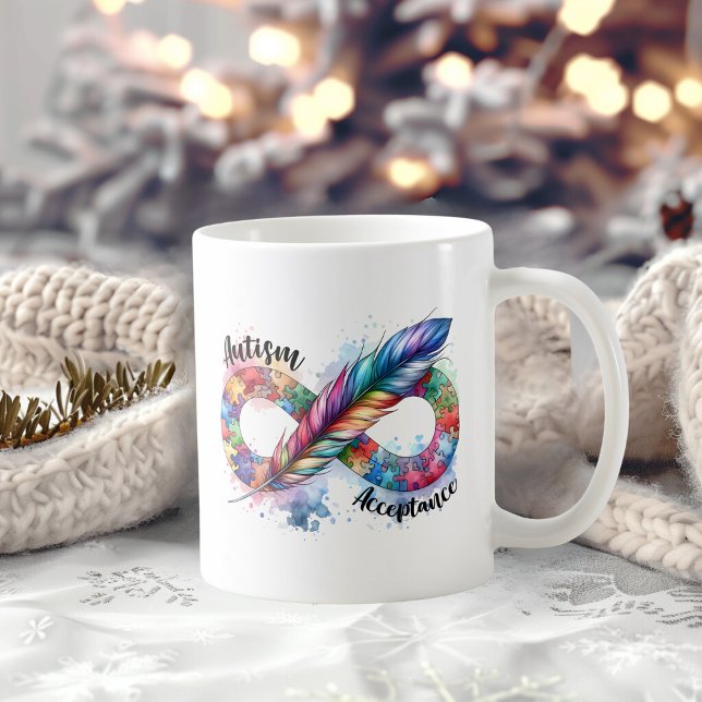 Symbol för autism - medvetandegrad Färgfylld ludde Kaffemugg (Skapare uppladdad)
