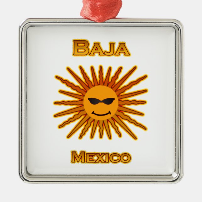 Symbol för Baja Mexico solansikte Julgransprydnad Metall (Framsidan)