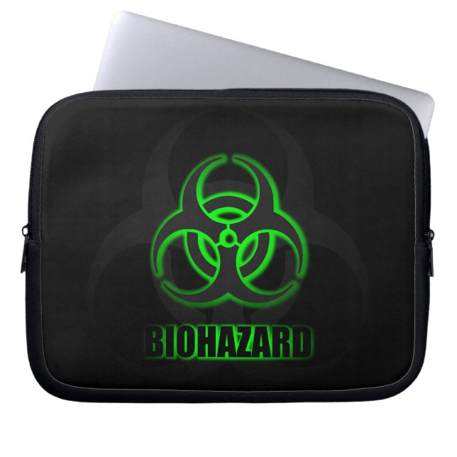 Symbol för biofara i växlande Grönt Laptop Sleeve (Framsidan)