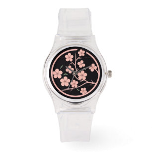 Symbol för blommar av körsbär, minimalism, rosa armbandsur