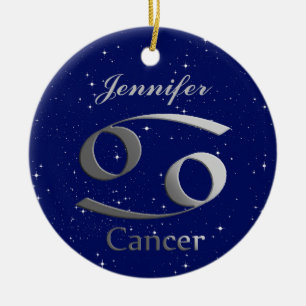 Symbol för Cancer Sol med Namn Julgransprydnad Keramik