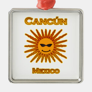 Symbol för Cancun Mexico solansikte Julgransprydnad Metall