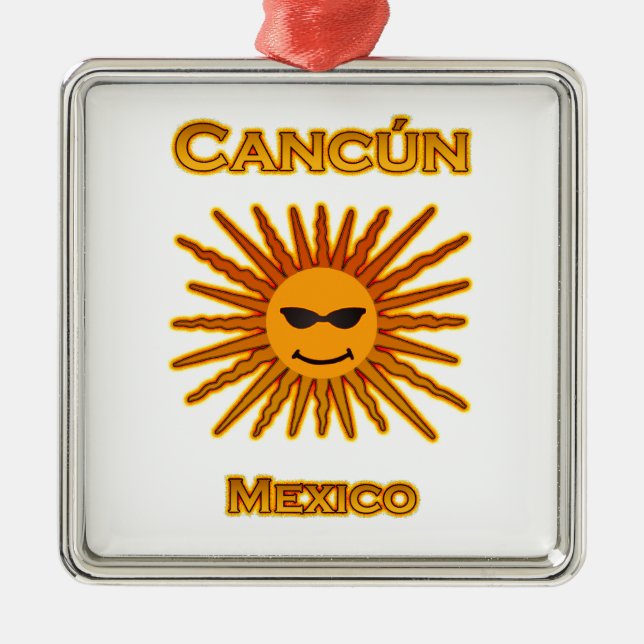 Symbol för Cancun Mexico solansikte Julgransprydnad Metall (Framsidan)