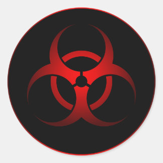 Symbol för coola Red & Black Chemical Biohazard Da Runt Klistermärke