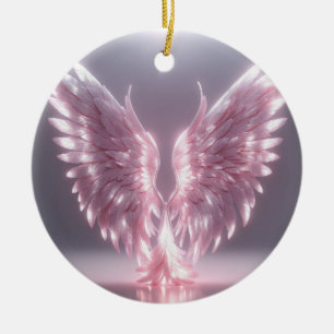 symbol för den ljusa rosa ängeln vinge julgransprydnad keramik