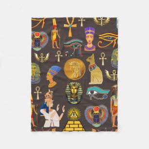 Symbol för det antika egyptiska Hieroglyphic Mönst Fleecefilt