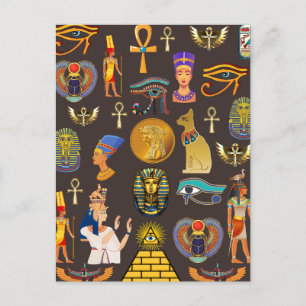 Symbol för det antika egyptiska Hieroglyphic Mönst Helg Vykort
