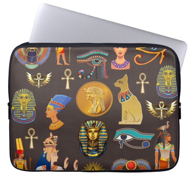 Symbol för det antika egyptiska Hieroglyphic Mönst Laptop Fodral (Framsidan)