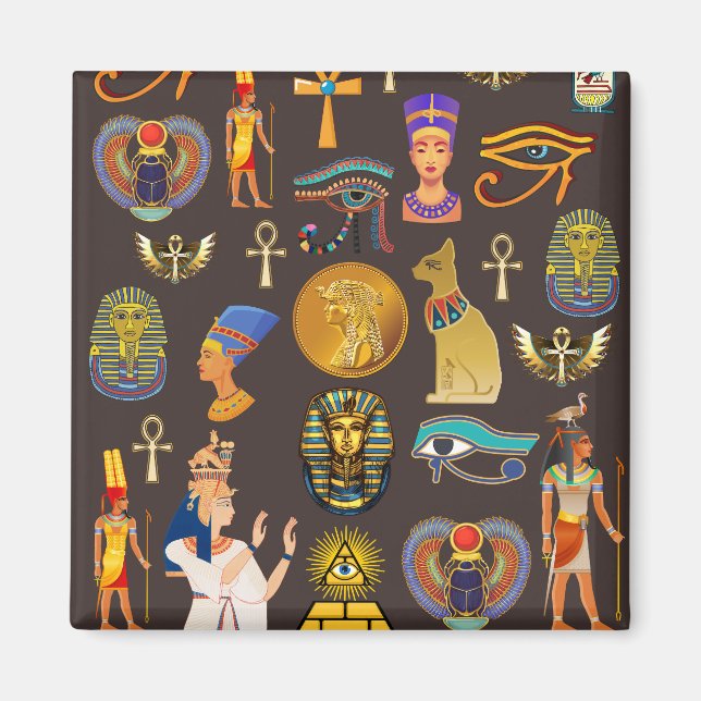 Symbol för det antika egyptiska Hieroglyphic Mönst Magnet (Framsidan)