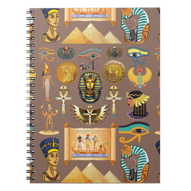 Symbol för det egyptiska antika Hieroglyphic Mönst Anteckningsbok (Framsidan)