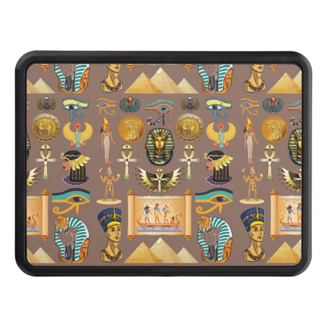 Symbol för det egyptiska antika Hieroglyphic Mönst Dragkroksskydd (Framsidan)