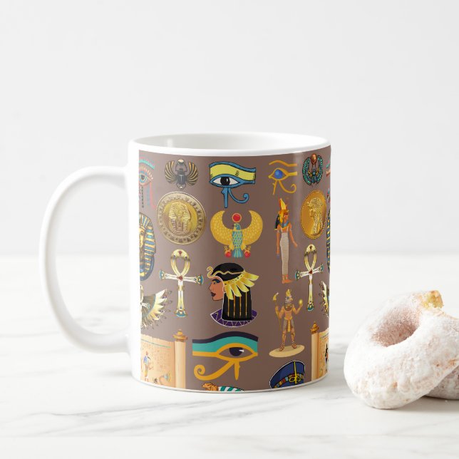 Symbol för det egyptiska antika Hieroglyphic Mönst Kaffemugg (Med munk)