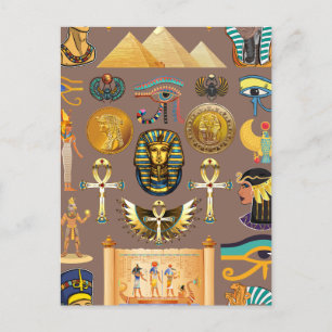 Symbol för det egyptiska antika Hieroglyphic Mönst Vykort