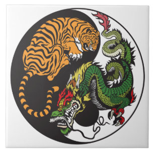 symbol för drake och tiger yin yang kakelplatta