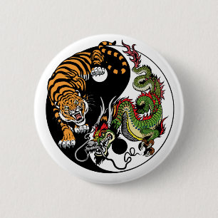 symbol för drake och tiger yin yang knapp