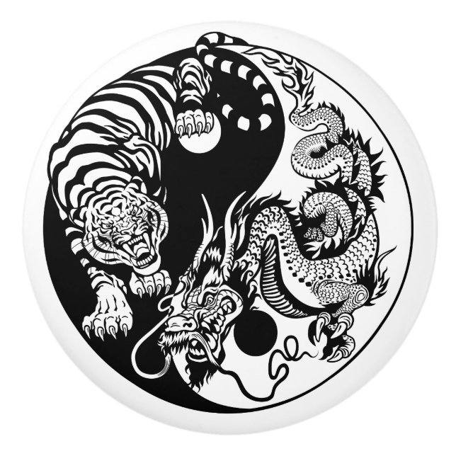 symbol för drake och tiger yin yang knopp (Framsidan)