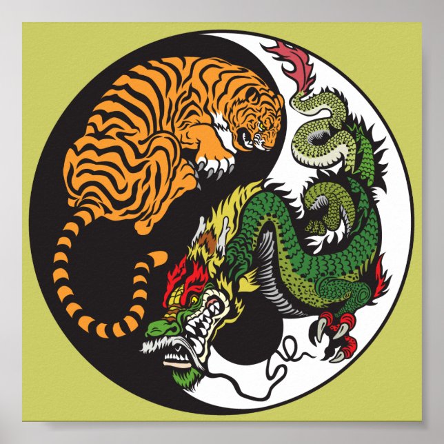 symbol för drake och tiger yin yang poster (Framsidan)