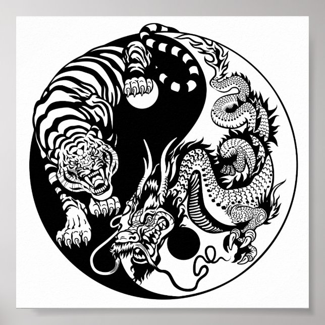 symbol för drake och tiger yin yang poster (Framsidan)