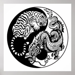symbol för drake och tiger yin yang poster