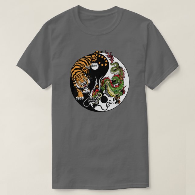 symbol för drake och tiger yin yang t-shirt (Design framsida)