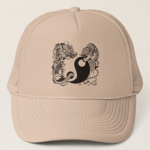 symbol för drake och tiger yin yang truckerkeps