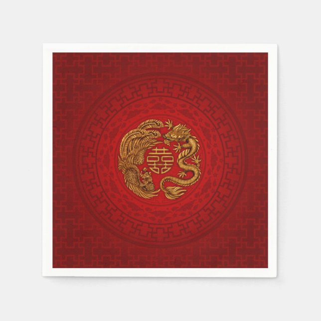 Symbol för dubbla med Phoenix och Dragon Pappersservett (Framsidan)