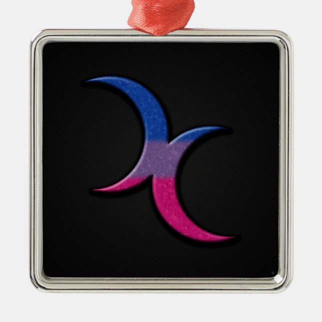 Symbol för Flagga av Pridet Färgad Crescent Måne Julgransprydnad Metall (Framsidan)