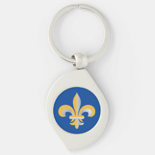 Symbol för Fleur de Lis Swirl Silverfärgad Nyckelring