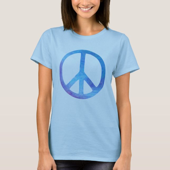 Symbol för fred för blåttTiefärg Tee Shirt (Framsida)